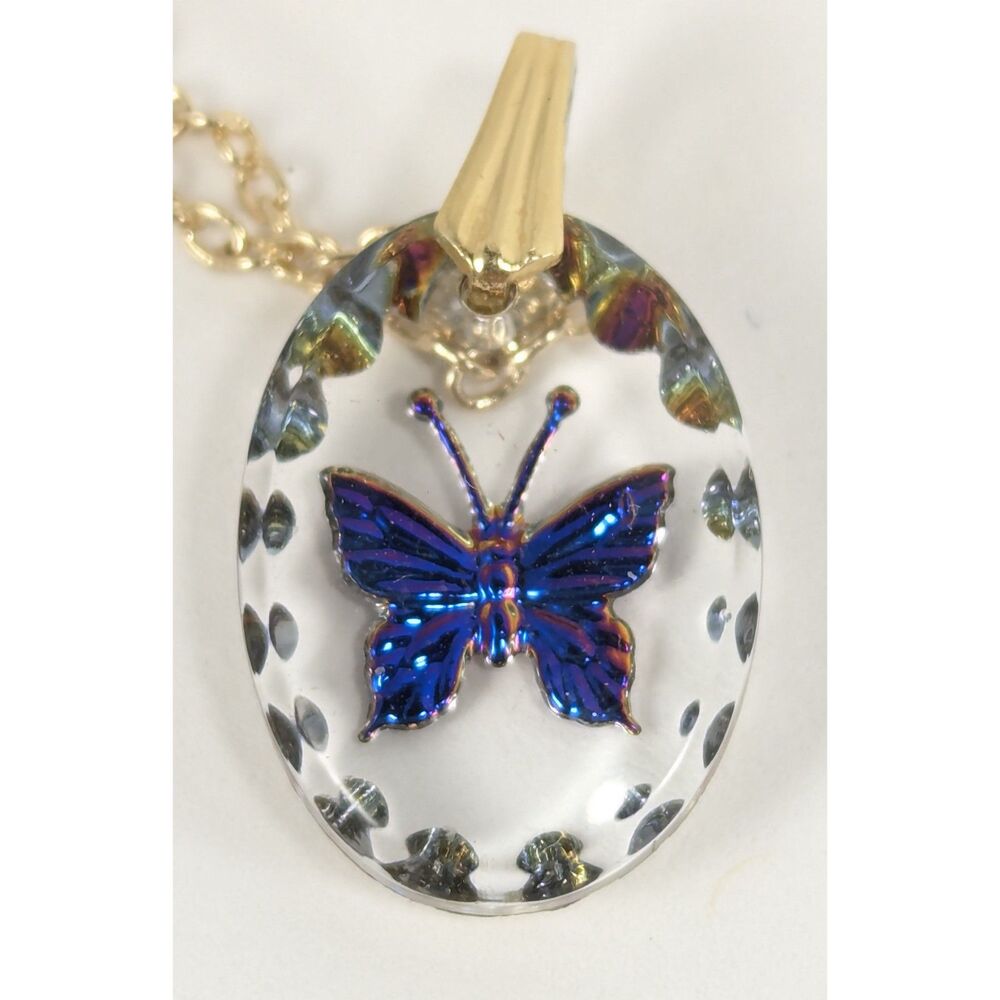 Intaglio Iridescent Blue Butterfly Charm